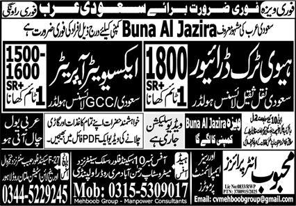Exciting job Vacancies in Saudi Arabia Buna Al Jazira Company